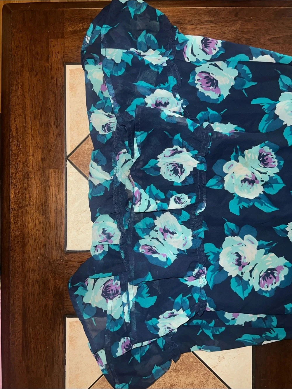 The Children's Place Navy Floral Sundress with Teal and White Roses